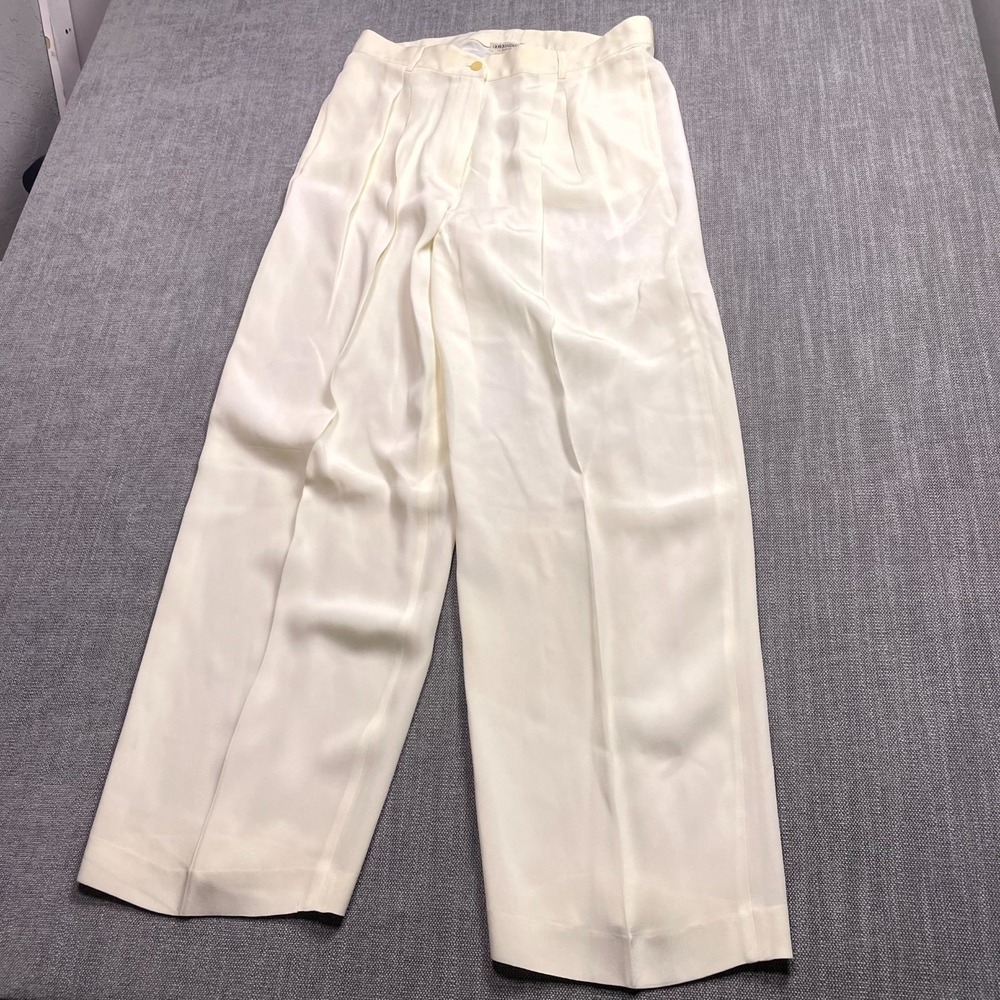 Vintage Giorgio Armani Le Collezioni Pants Womens 50/16 White Pleated Wide Leg